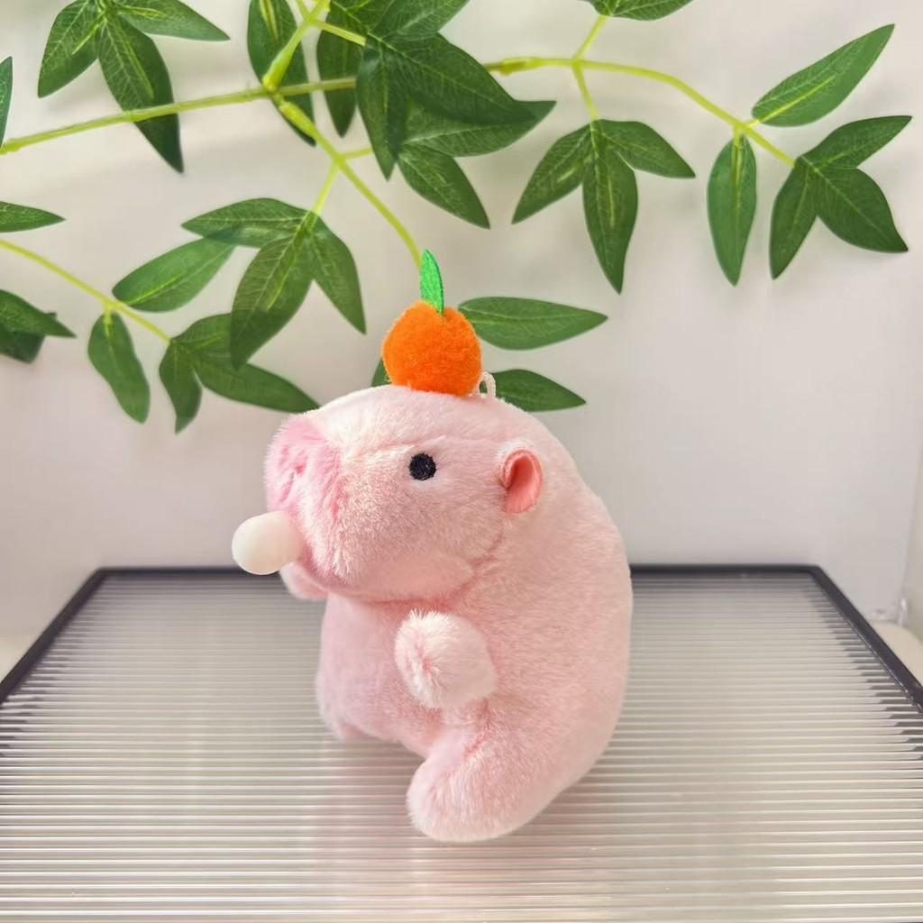 Brown Charming And Pink Capybara Plush Doll Bubble Blowing Keychain For Kids