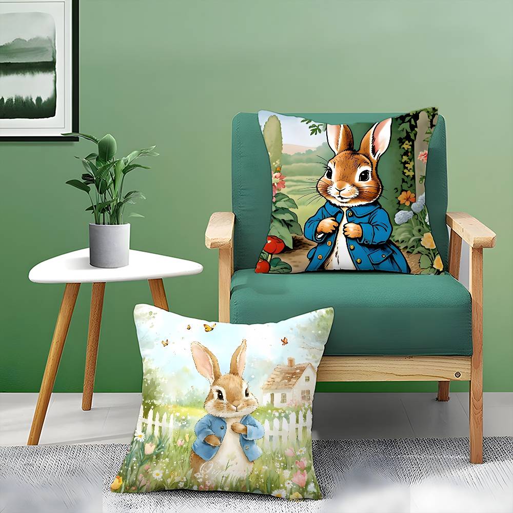 Cartoon Character Cute-Peter Rabbit-Smart Pillow Case Comfort Sofa Bed Silky elegant Invisible zipper Decorative cushion cover