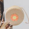 Children Shoulder Bag Straw Woven Flower Decor Pastoral Style Crossbody Bag Zipper Closure Adjustable Strap Sling Bag for Daily Party Work Dating