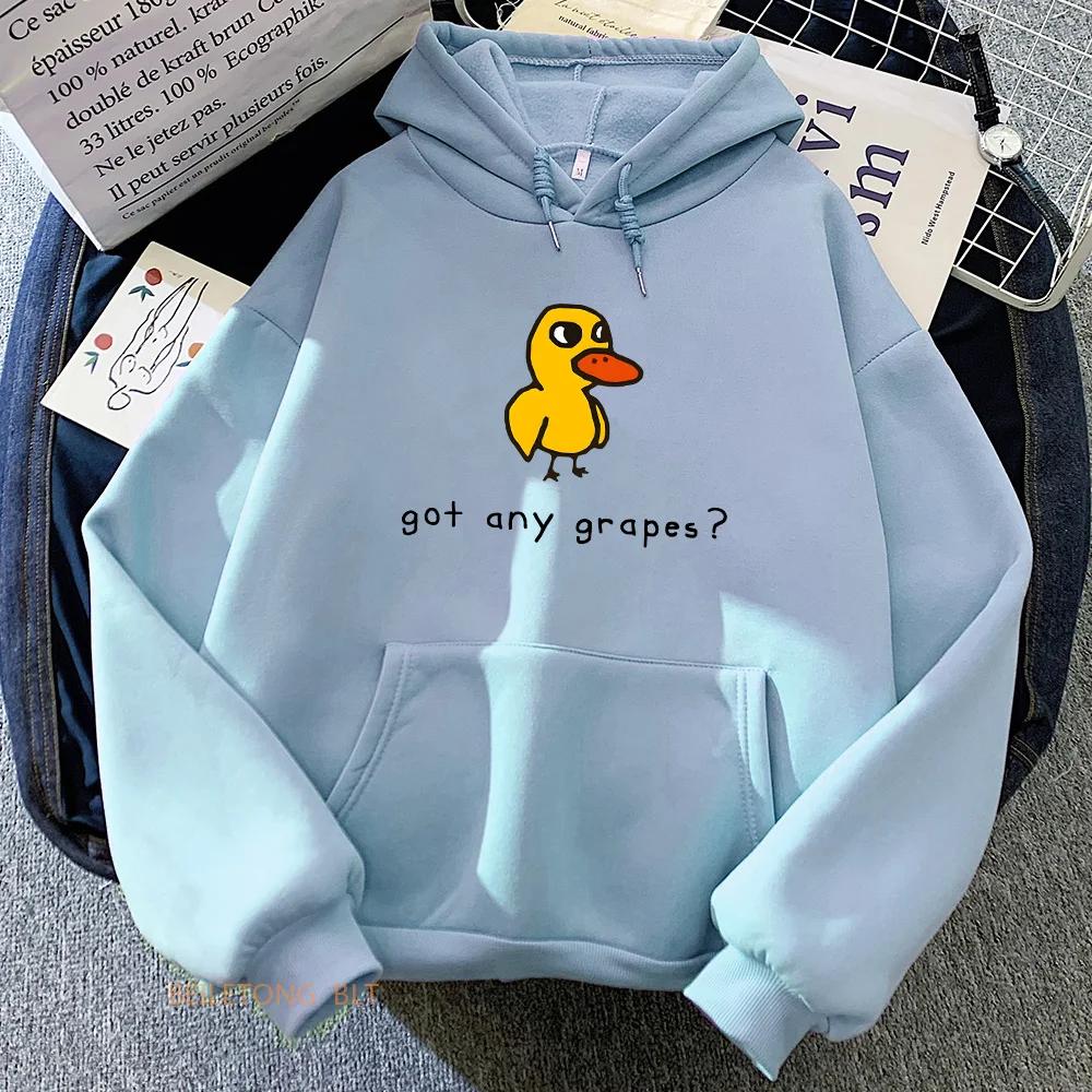 The Duck Song Got Any Grapes Hoodies Kawaii Cartoon Women/Men Sweatshirts Winter Soft Comfortable Hooded Clothing Streetwear