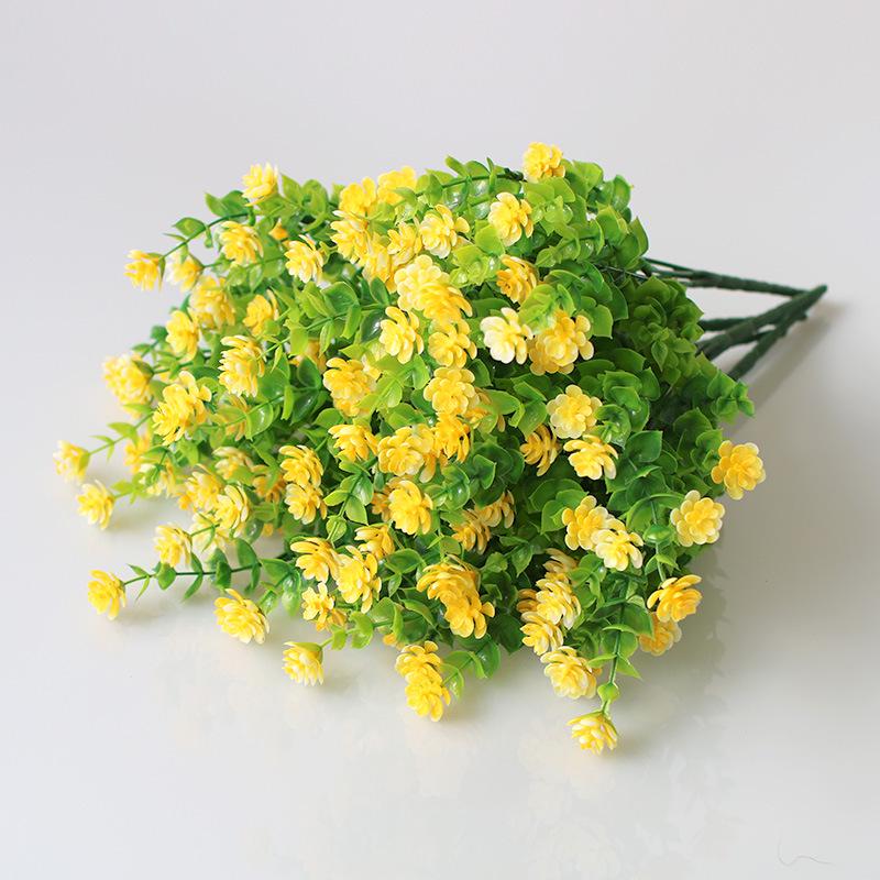 Artificial Milan Grass & Eucalyptus Money Plant with Lotus for Decorative Gardening