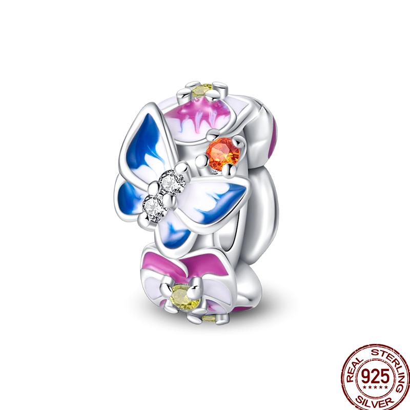 Copper Shiny Zircon Classic Classical Flower Series Charm Beads Suitable Fit 3Mm Original Charm Bracelet