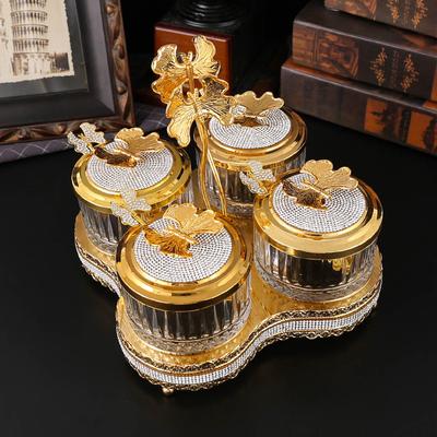European Butterfly Style Sugar Cup Set, Dried Fruit Seasoning Box with Lid and Spoon, Candy Can Set, Creative Household Storage