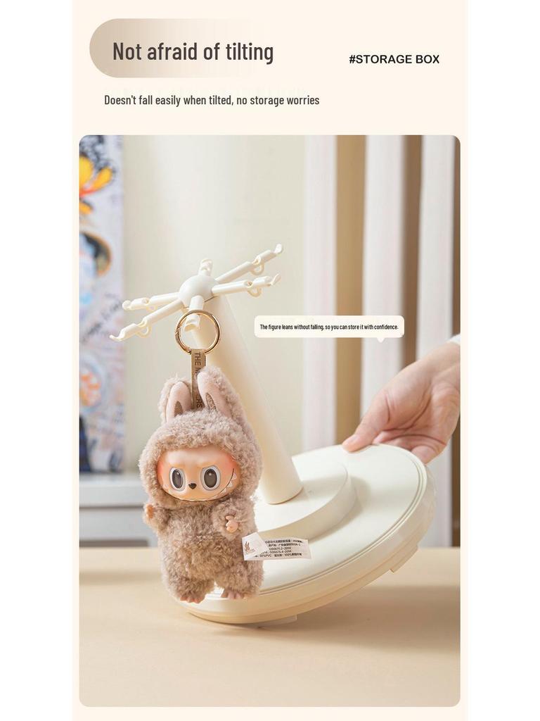 Labubu Charm Music Rotating Display Box: Transparent Plush Doll Figurine Storage Stand