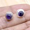 Amethyst 925 Sterling Silber Ohrstecker, Edelstein handgefertigte Damen Ohrringe Schmuck
