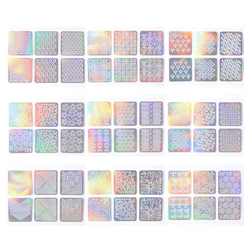 24 Mixed Nail Art Sticker Symphony Laser Cutout Stickers Nail Decals Large-scale Painting Printing Template Stickers