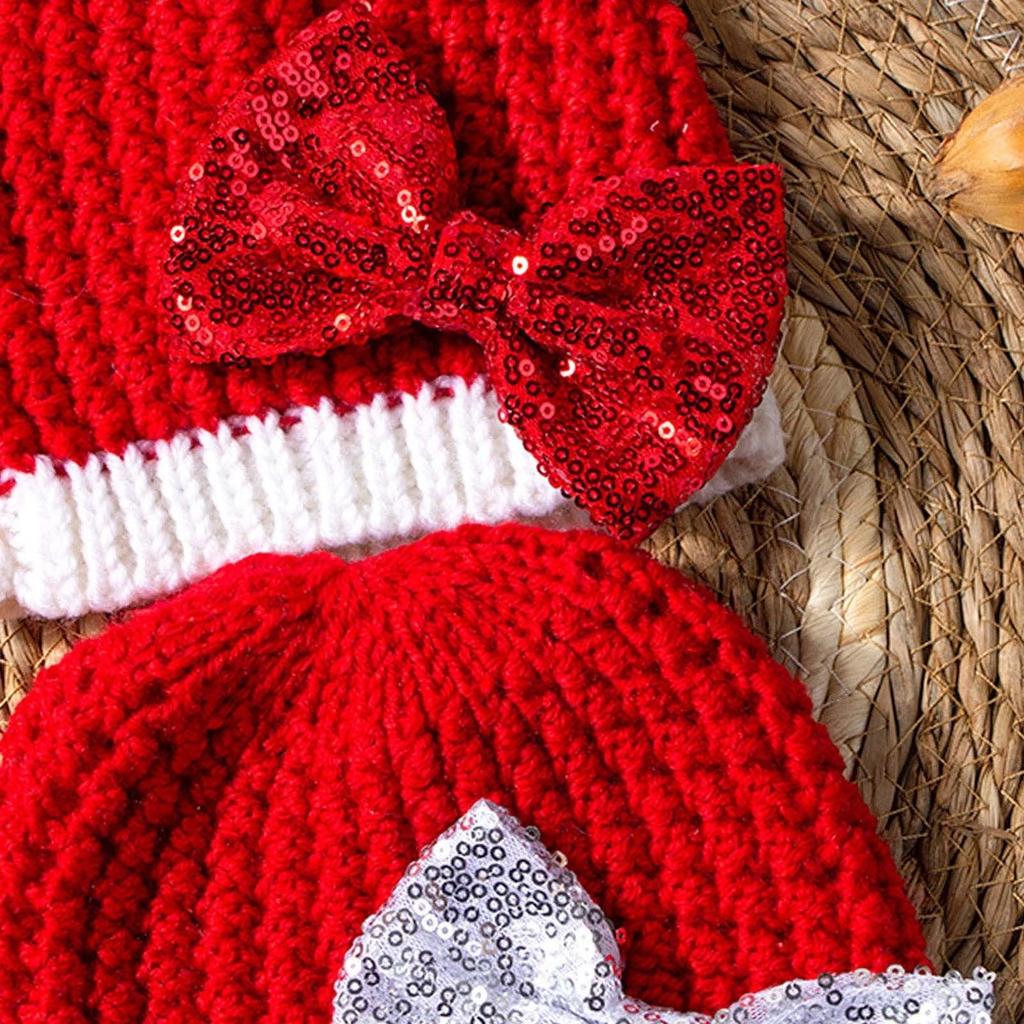Christmas Baby Hat With Cute Bowknot, Infant Woolen Hat, Fall And Winter Warm Children's Knitted Hat