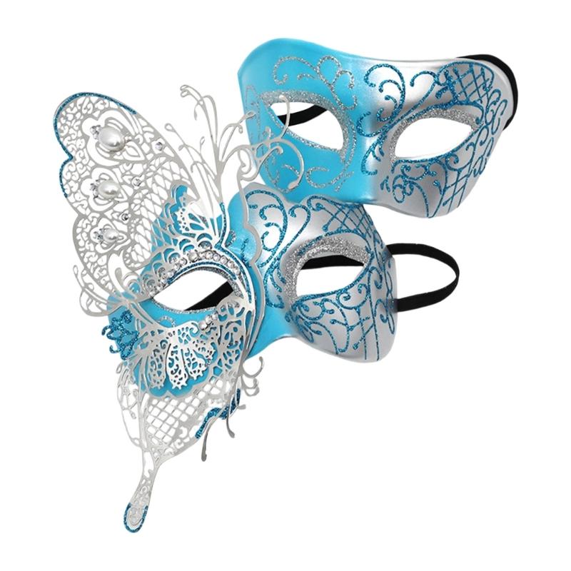 2Pcs Glittering Metal Butterfly Face Mask Fashionable Costume Accessory Halloween And Costume Face Covering For Adults