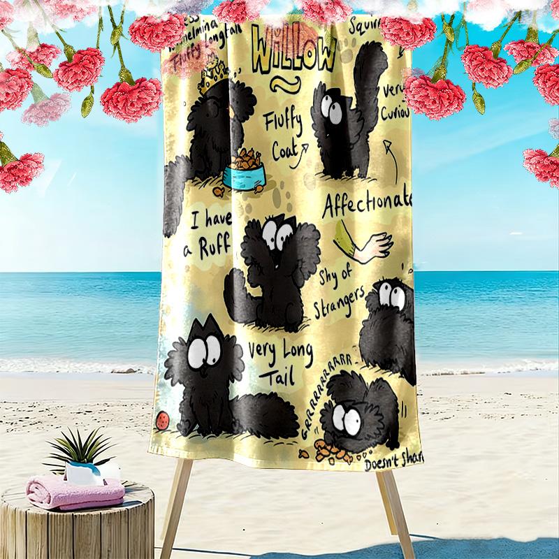 Simon's Cat Print Strandlaken, Groot Zacht Sneldrogend Handdoek voor Strand Camping Zwemmen