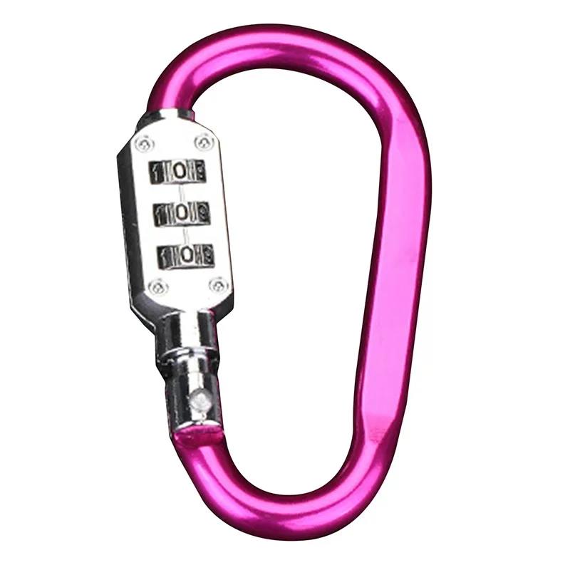 Bicycle Anti Theft Carabiner Lock - Password Aluminum Alloy 3 Dial Padlock For Hiking Bag Luggage Security Tool