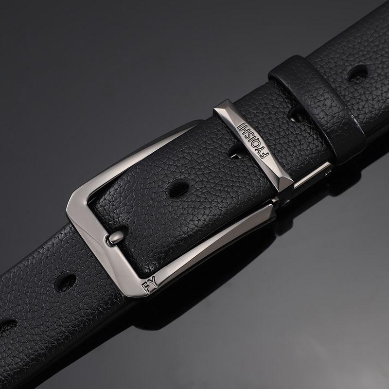 

Ремень, мужской простой с пряжкой-штифтом, ощущение высокого класса, универсальный модный трендовый ремень, мужской среднего и молодого возраста, узор личи, ретро-стиль 110cm