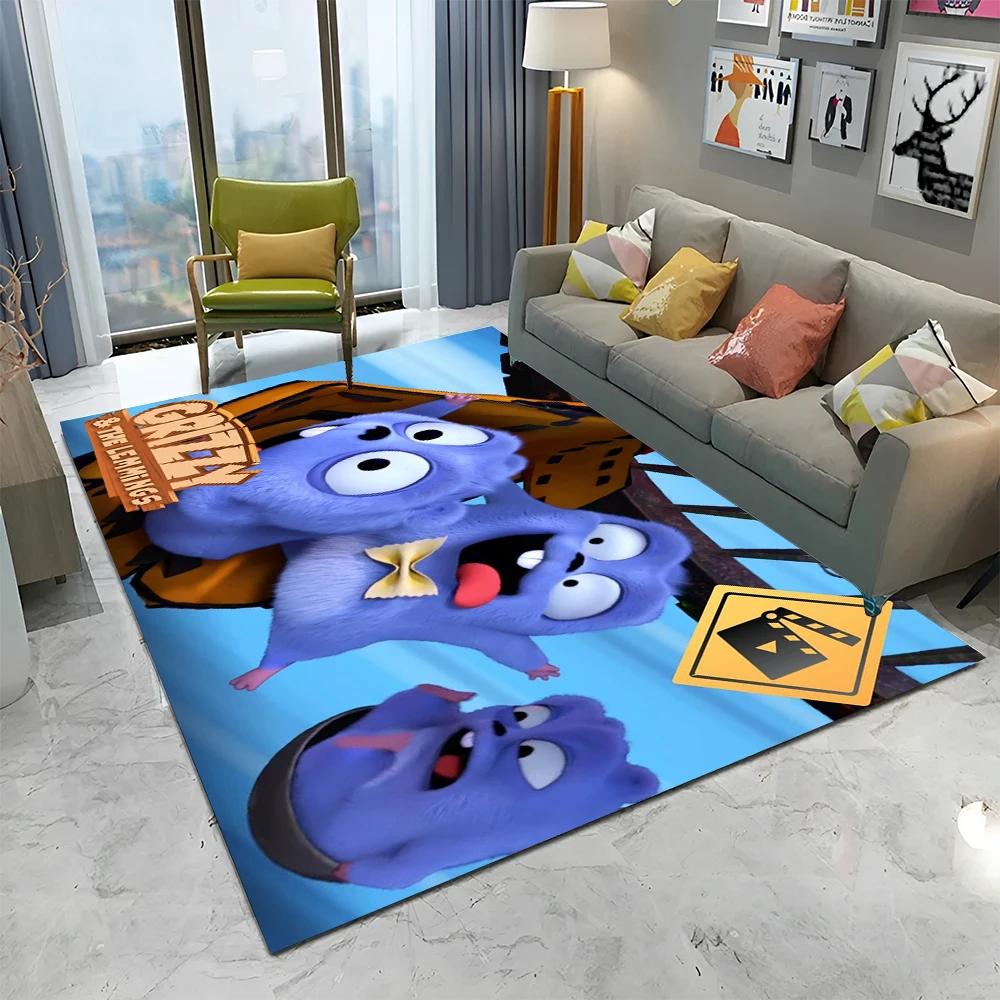 3D Grizzy and The Lemmings Cartoon Carpet Rug for Home Living Room Bedroom Sofa Doormat Decor,kids Area Rug Non-slip Floor Mat