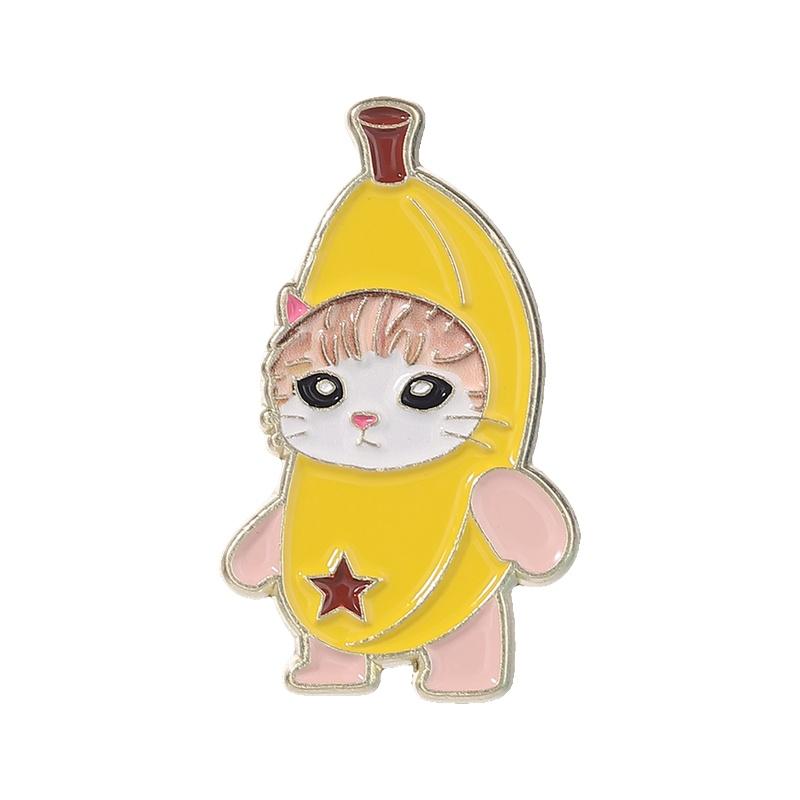 Cute Banana Cat Enamel Pins Chubby Kitten Lazy Duck Reading Book Frog With Coffee Funny Animal Brooches Lapel Badge Jewelry Gift