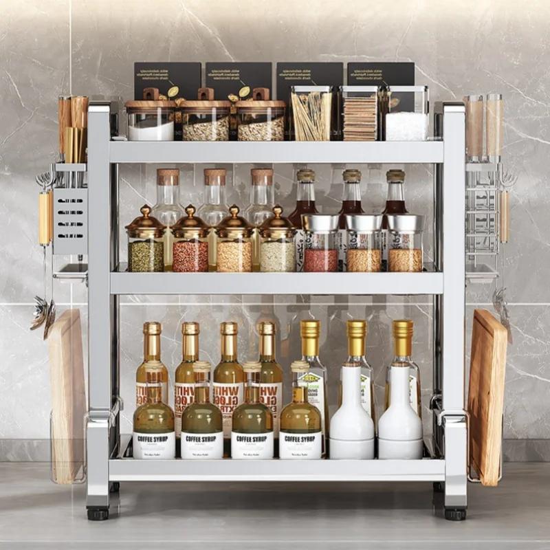 Stainless Steel Kitchen Storage Rack Seasoning Chopsticks Shelf Organizer Household Knife Jar Multifunctional Organizer