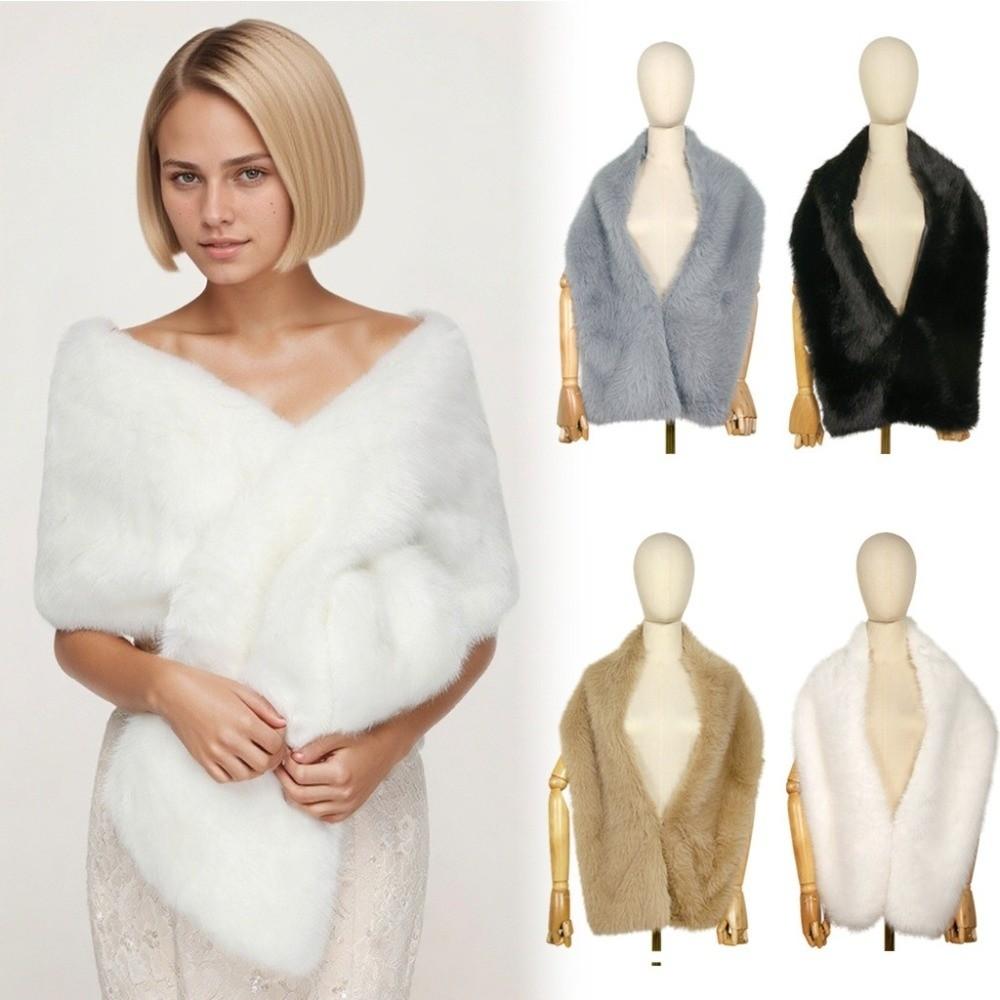 Solid Color Plush Shawl Korean Style Bride Shoulder Fake Collar Faux Fur Scarves Ladies/Girls