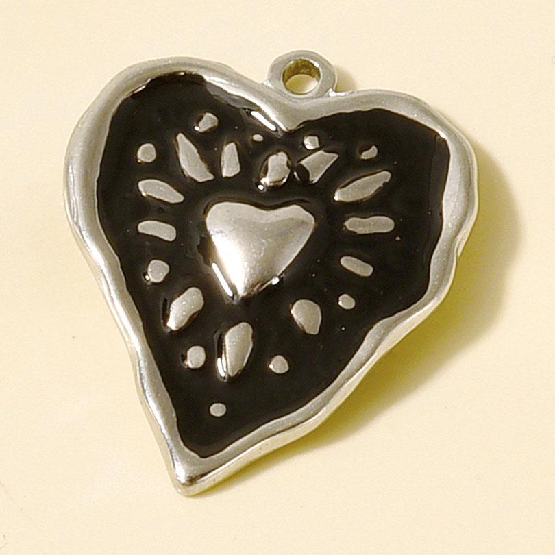 6pcs Punk Dark Black Stainless Steel Enamel Charms For Jewelry Making Supplies Sun Heart Cross Ocean Animal Pendant DIY Pendants