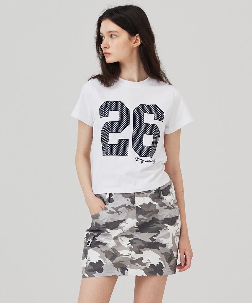 KITTY POTTERY 26 Number Crop Short Sleeve T-Shirt Black
