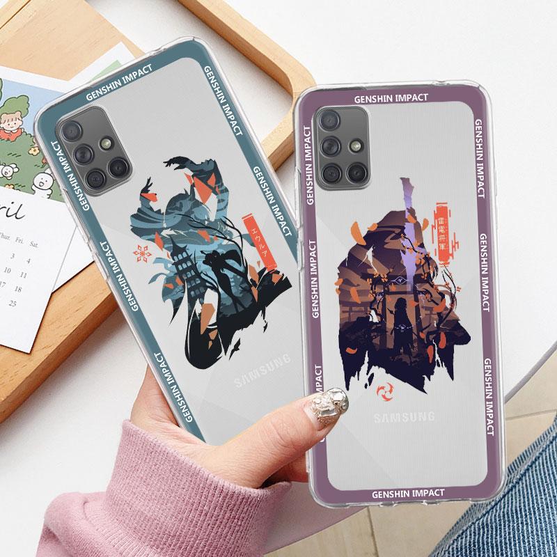 Funda Transparente Para Samsung Galaxy A52 A12 A51 A32 A21s A71 A32 A22 50 A70 A31 A72 5G Cubierta de Teléfono Genshin Impact Jujutsu Kaisen Coque
