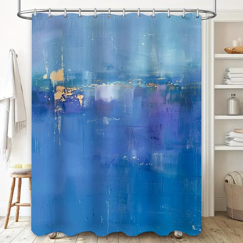 Abstract Watercolor Blue Shower Curtain for Bathroom Decor