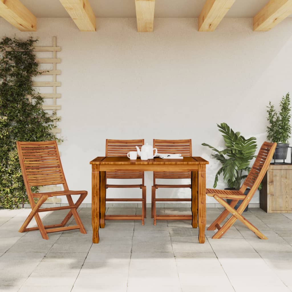 Garden Chairs 4 pcs Foldable Solid Acacia Wood