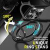 For iPhone 15 Pro Magnetic Phone Case Slide Lens Protection Ring Kickstand TPU+PC Cover