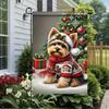 Christmas Garden Ag Yorkshire Terrier Dog with Santa Hat 12x18 Inch Double SidedOutdoor Yard Banner Holiday Decoration Win PPZ