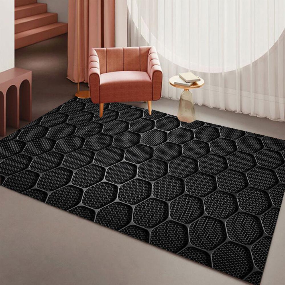Hexagon Gaming Rug Neon Cool Carpet Mat Ergonomic Design for Gaming Room Setup  Home Soft Badmat Large Carpet Indoor Mat