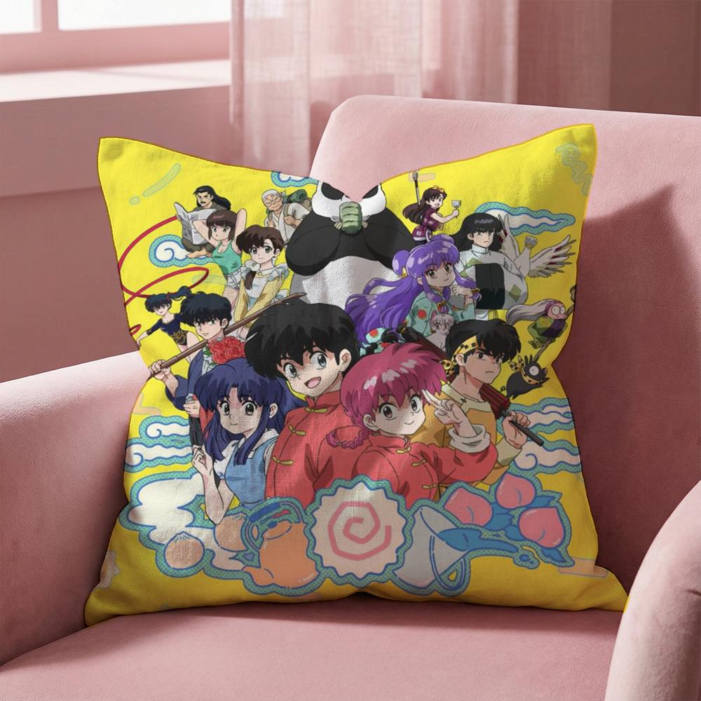 Cartoon R-Ranma1 1/2 Cushion Cover Multi-Scene Pillow Cover for Home & Car - Reversible, Soft & Durable for Daily Use