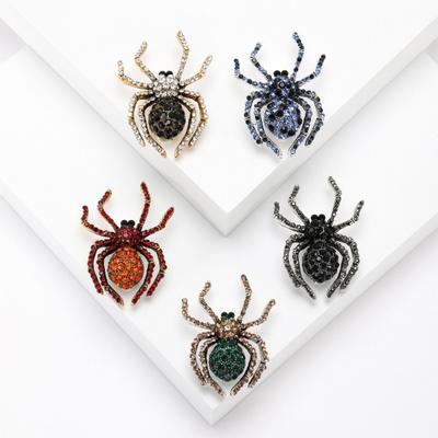 Spinnen-Brosche, glänzendes Strass-Dekor, realistische Spinnenform, Kleidung, Kragen, Dekoration, rostfreie Legierung, leichte Kleidung, Schmuck, Geschenk für Damen