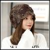 Knit floral mesh simple CA534 [White Fang] hat, pattern, cap, design, women's (khaki)