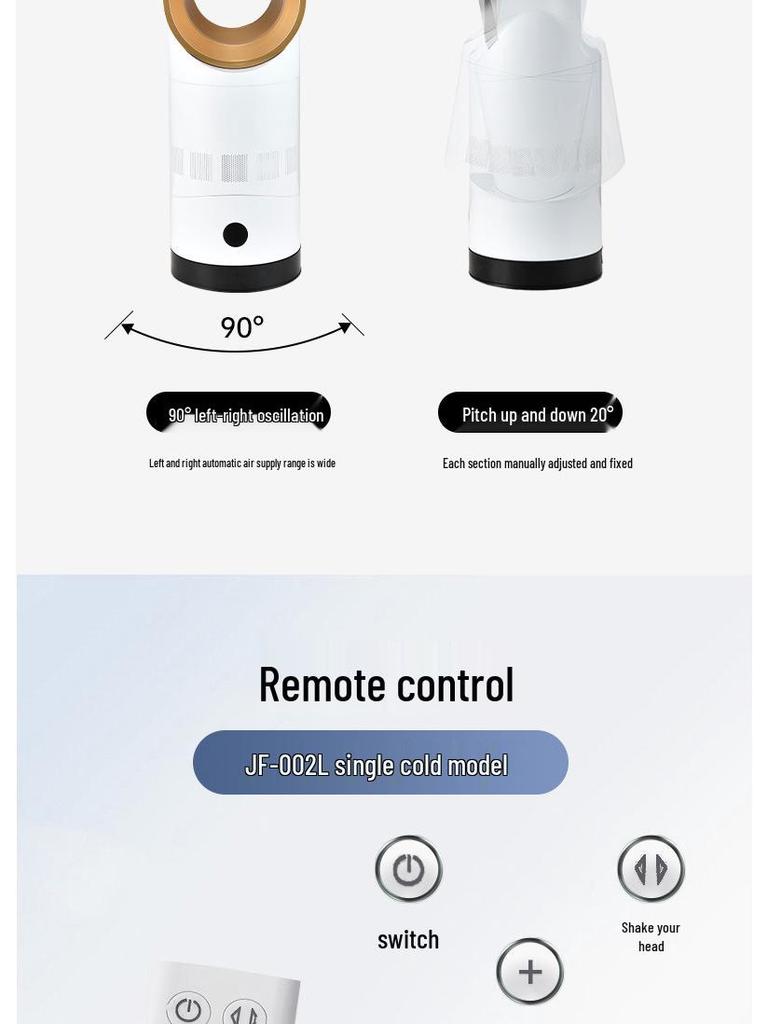 Bladeless Smart Standing Fan – Silent Air Circulation Electric Floor Fan for Home