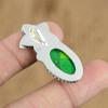 Anniversary Gift For Her Natural Green Turquoise Pendant Flower 925 Silver