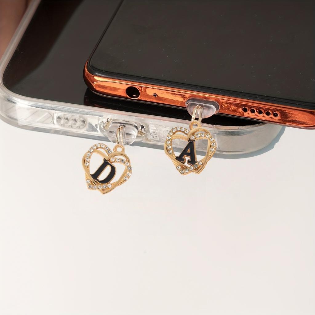 1 Exquisite Heart-Shaped Letter Phone Dust Plug, Dustproof, DIY Phone Decoration and Protection
