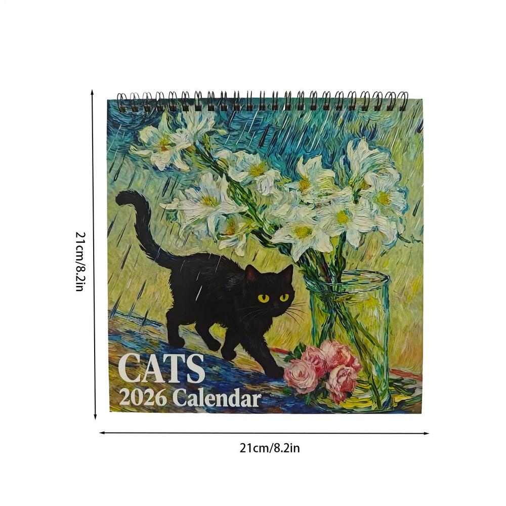 

2026 Cat Wall Calendar Jan Dec 2026 Wall Planner Cat Monthly Calendar for Home Living Room Study Room Office Classroom зелений