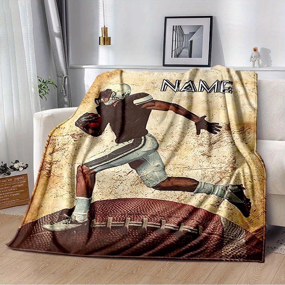 240Gm2 Football Style Customize Your Name Outdoor Blanket Suitable For All Seasons Comfortable And Warm Soft Blanket Suitable For Travel Gifts For