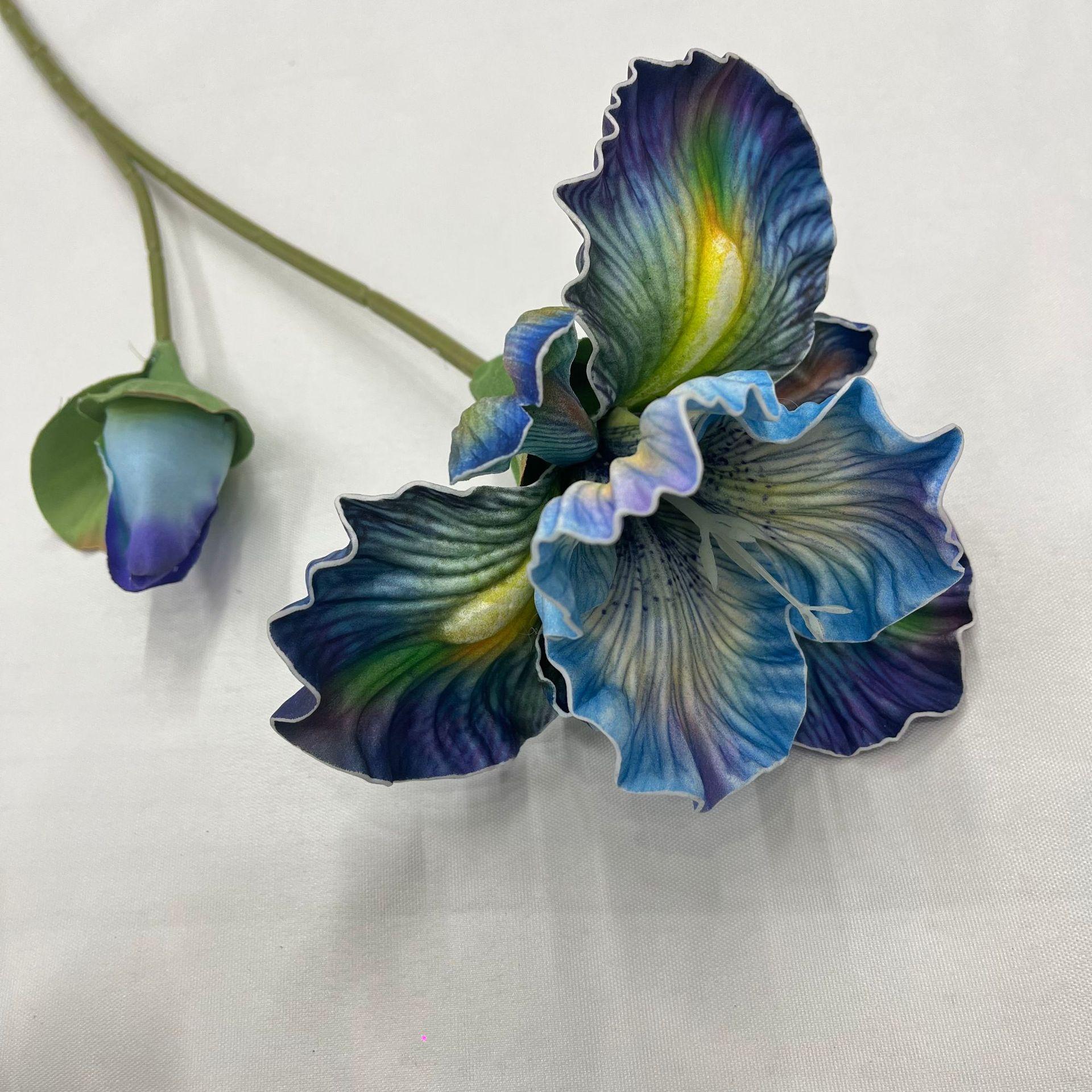 45СМ Живые Искусственные Цветы Ириса с Бутоном Текстура EVA Искусственные Цветы для Домашних Центральных Композиций Свадебные Цветочные Композиции 1PC