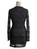 Autumn Winter Women V Neck Sexy Lace Slim Fit Long Sleeve Dress Party Mature Style French Retro Patchwork Slim Sexy Elegant Women Maxi Dress