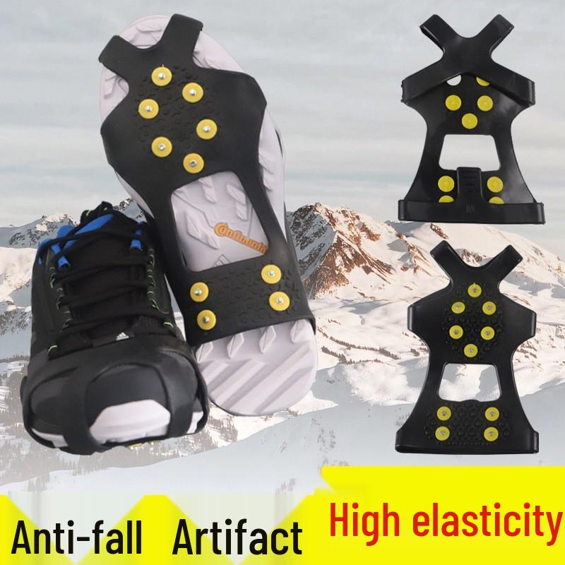 Black Silicone Ice Cleats for Outdoor Rock Climbing - Anti-Slip, High Elasticity Winter Shoe Covers