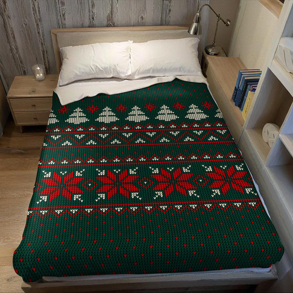 Tree Xmas Knit Flannel Blanket Warm Soft Halloween Christmas Couch Warm Cozy Decorative Decor Gift for All Season