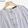 ZANZEA Women Casual Round Neck Short Sleeve Print Dress