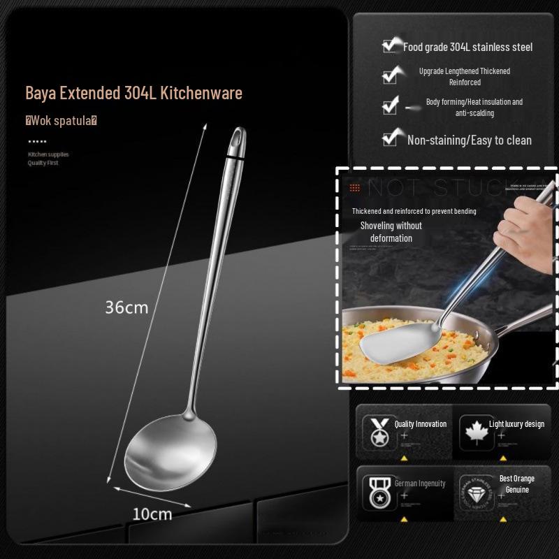 316 Stainless Steel Food Grade Stir-Fry Spatula and Spoon Kitchen Utensil Set