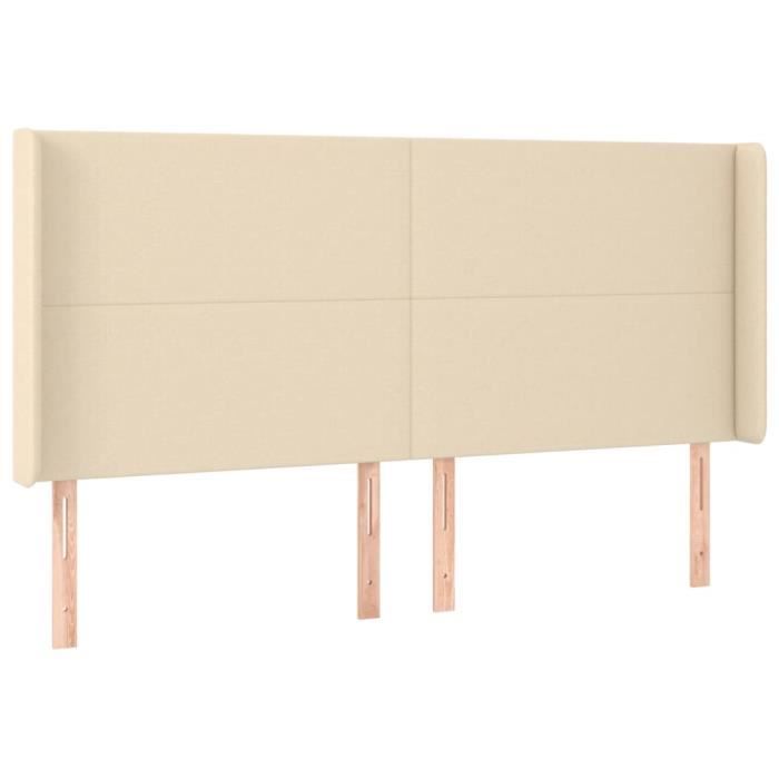 VidaXL Tête de lit avec oreilles Crème 203x16x118-128 cm Tissu3119327