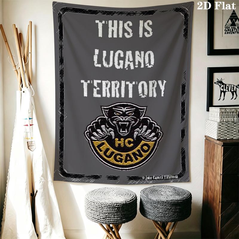 Arazzo da Parete Lugano Fc Appeso Estetico alla Parete Coperta in Tessuto Stampato Arazzi Decorativi per Camera da Letto Soggiorno Decorazioni per la Casa