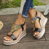 Fashion Bohemian Style Chunky Platform Sandals Women 2025 String Bead Wedges Sandles Woman Plus Size Slip On Gladiator Sandals Female
