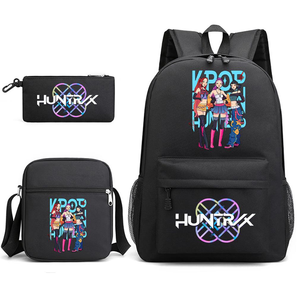 3 st/set Anime Tecknad Tryckt Ryggsäck med Axelväska Pennfodral för Tonåring Student Pojke Flicka Skolväska Stor Kapacitet Bokväska Barn Gåva