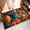 Vibrant Owl & Floral Design Area Rug - Floor mat Crystal Velvet, Non-Slip, Durable Polyester Mat for Living Room, Bedroom,