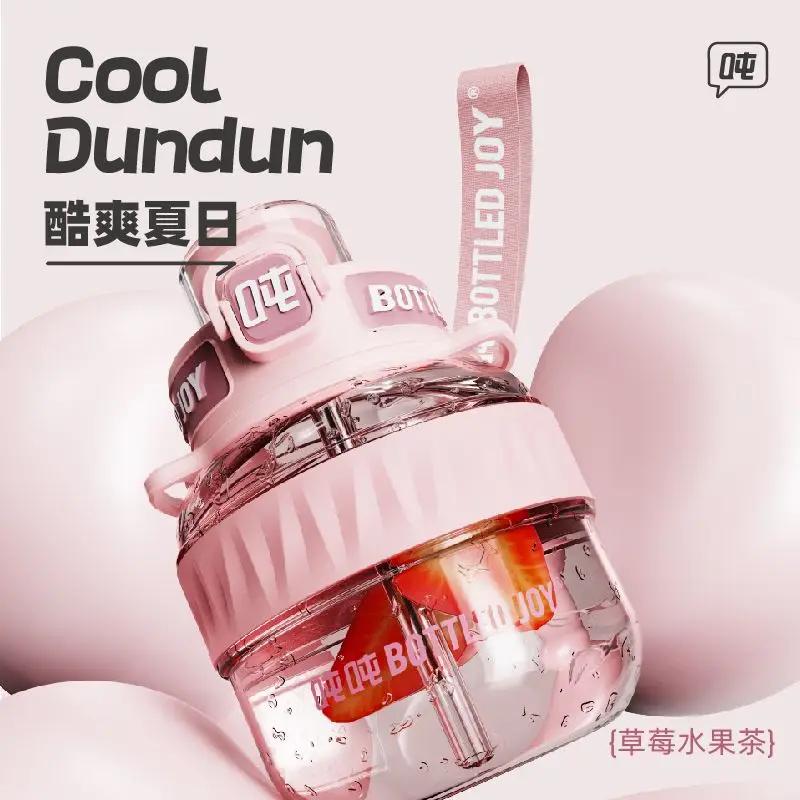 BOTTLED JOY Wang Yibo Tritan Malzeme Büyük Göbek Şişe Büyük Kapasiteli Taşınabilir Kettle Sevimli Öğrenci Çift Yaz Su Şişesi