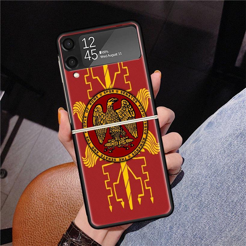 SPQR Roman Imperial Legionv Phone Case For Samsung Z Flip 7 6 5 4 3 Galaxy ZFlip7 ZFlip6 ZFlip5 ZFlip4 ZFlip3 5G Print Cover