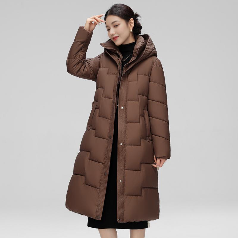 Зимняя мода повседневные ветрозащитные пуховики женские средней длины стили хлопковая — фото 10