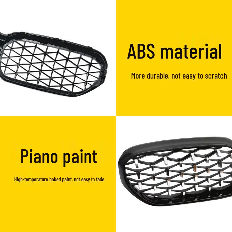 Compatible Grille for 21-23 BMW 5 Series G30/G38 - Starry Sky Black with Silver Dots, Bright Black, and Semi-Silver Mesh Design.